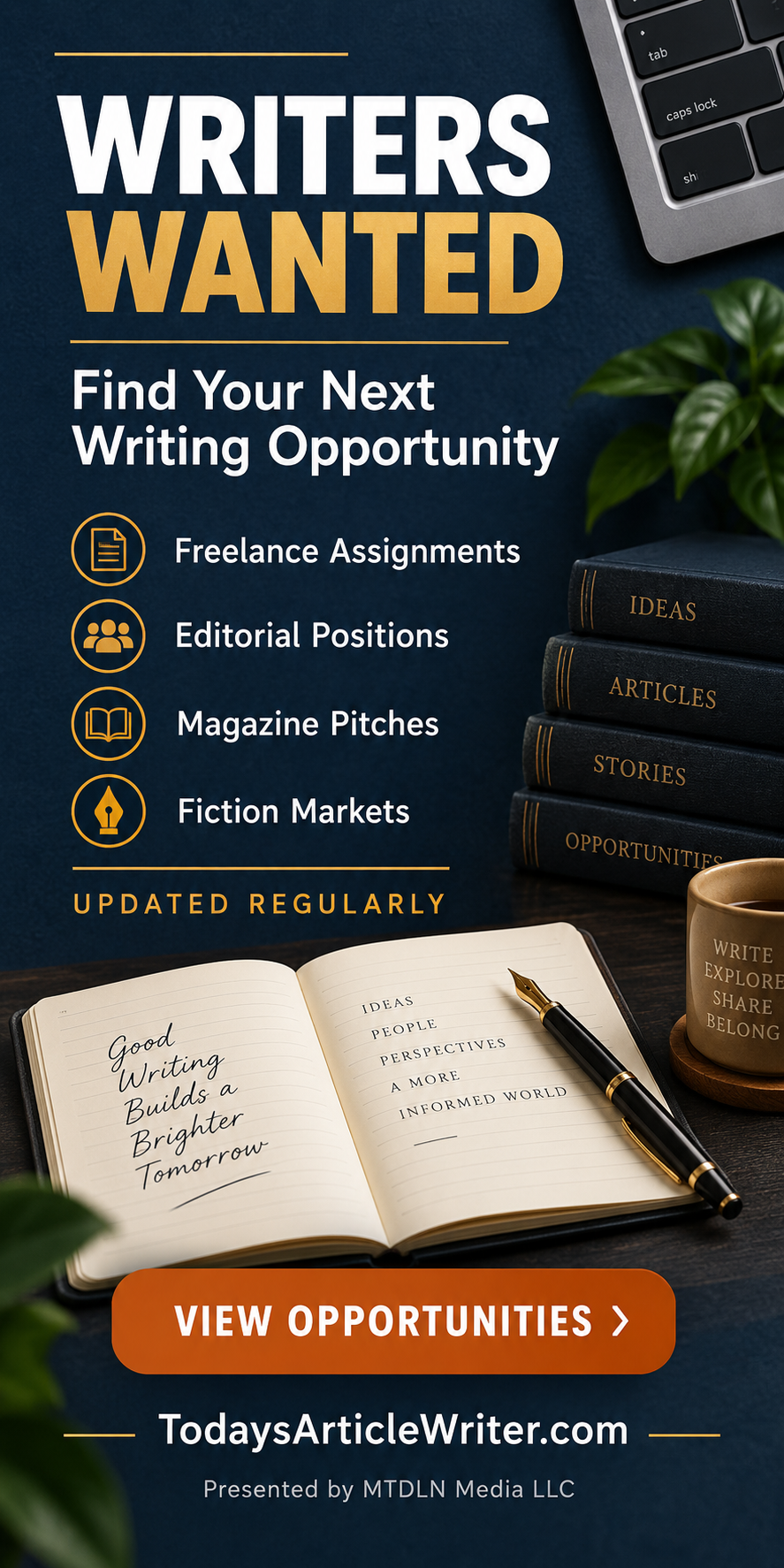 Writers Wanted. Find freelance assignments, editorial positions, magazine pitches, fiction markets, and other writing opportunities.